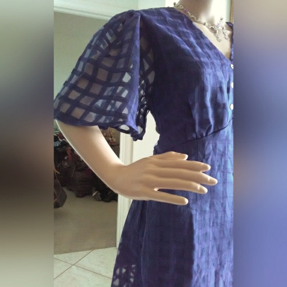 BNWT BLOOMCHIC BLUE DRESS SHEER W/ LINING ( DRESSY ELEGANT) GORGEOUS SZ. 12 - Picture 6 of 11